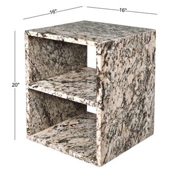 Sloane 16" Modern Natural Marble Handmade Rectangular 2-Shelf End Table - JONATHAN Y